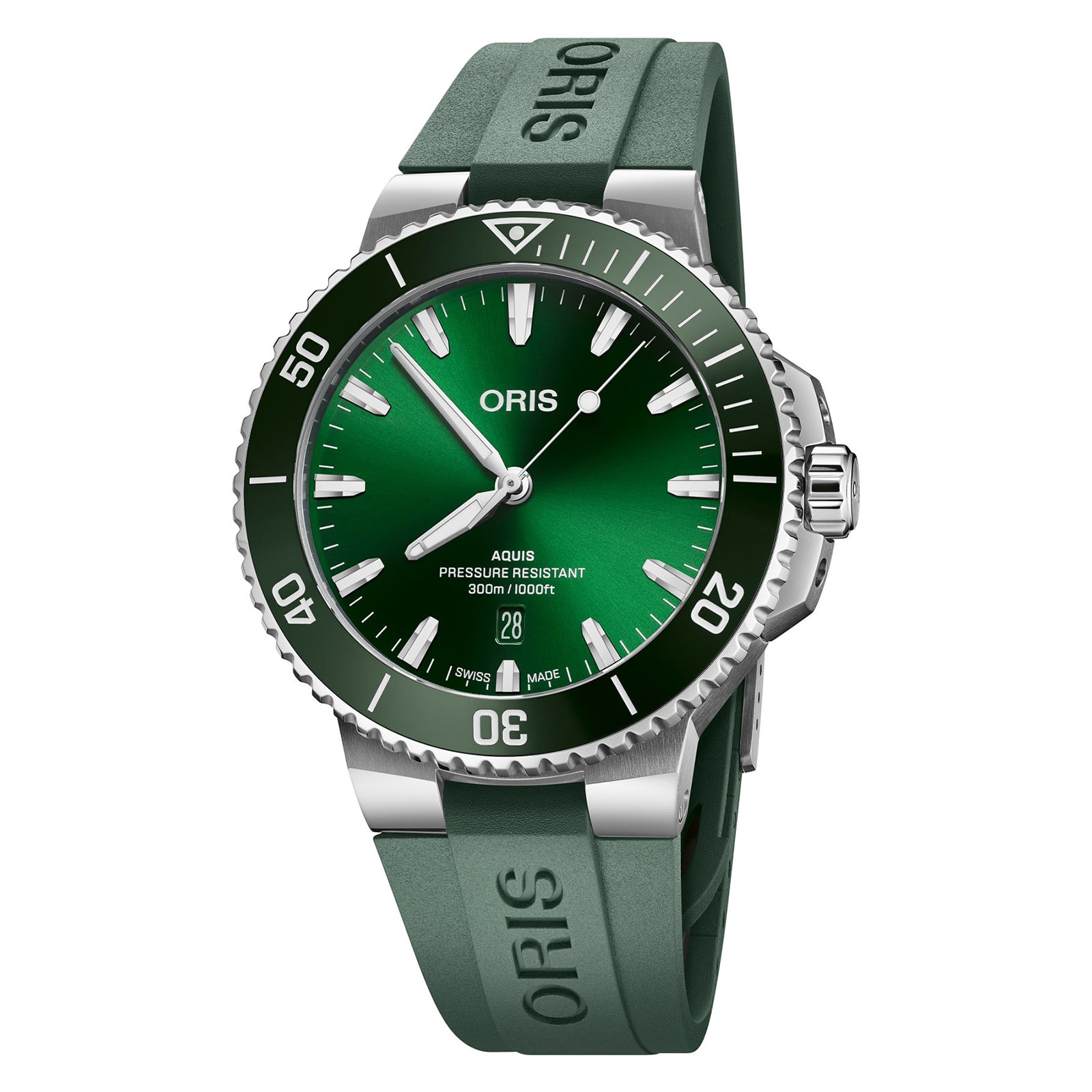 Aquis Date 43.5mm Green Strap