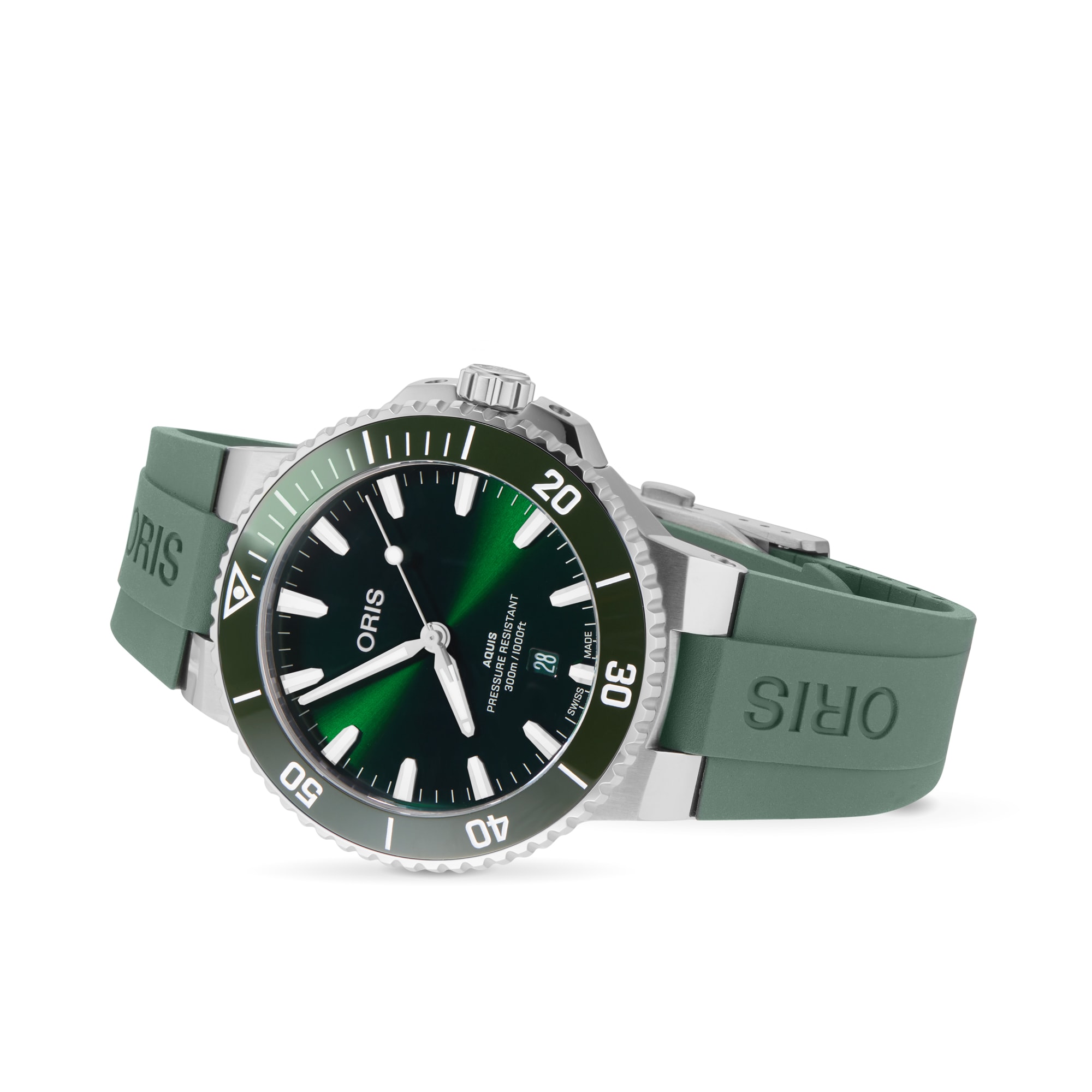 Aquis Date 43.5mm Green Strap