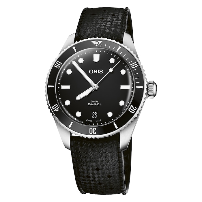 Oris Divers Date 39mm Mens Watch Black Interchangeable Strap