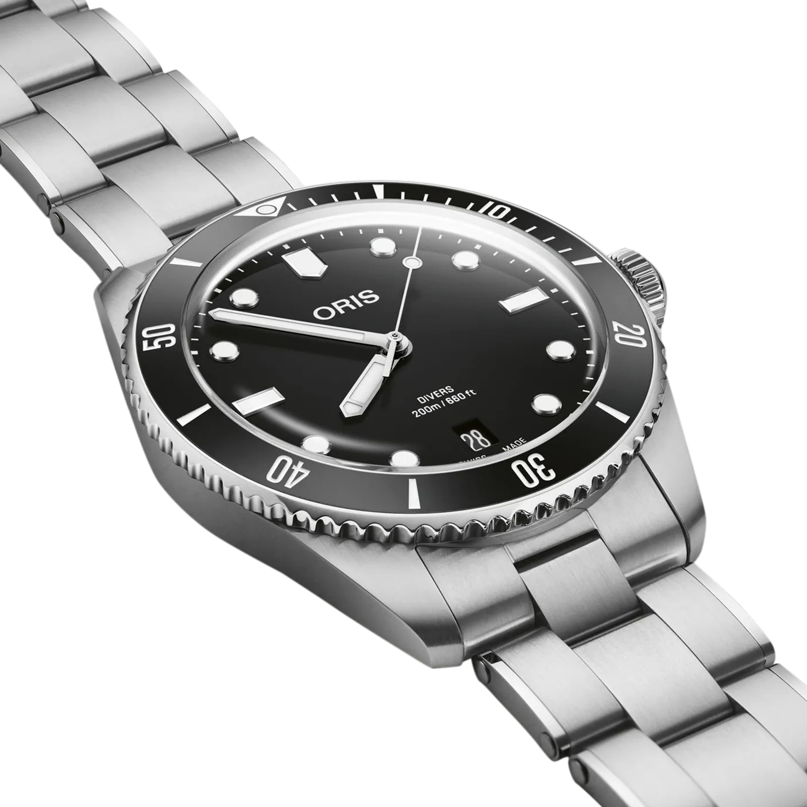 Oris Divers Date 39mm Mens Watch Black Stainless Steel