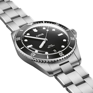 Oris Divers Date 39mm Mens Watch Black Stainless Steel