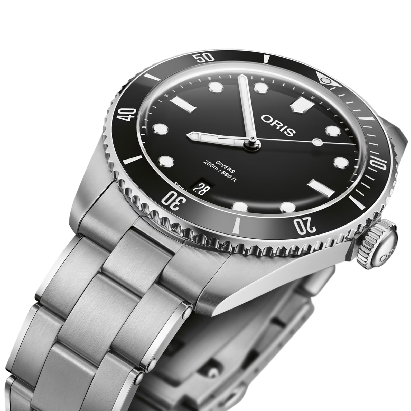 Oris Divers Date 39mm Mens Watch Black Stainless Steel 01 733 7795 4054 Set Watches Of Switzerland UK