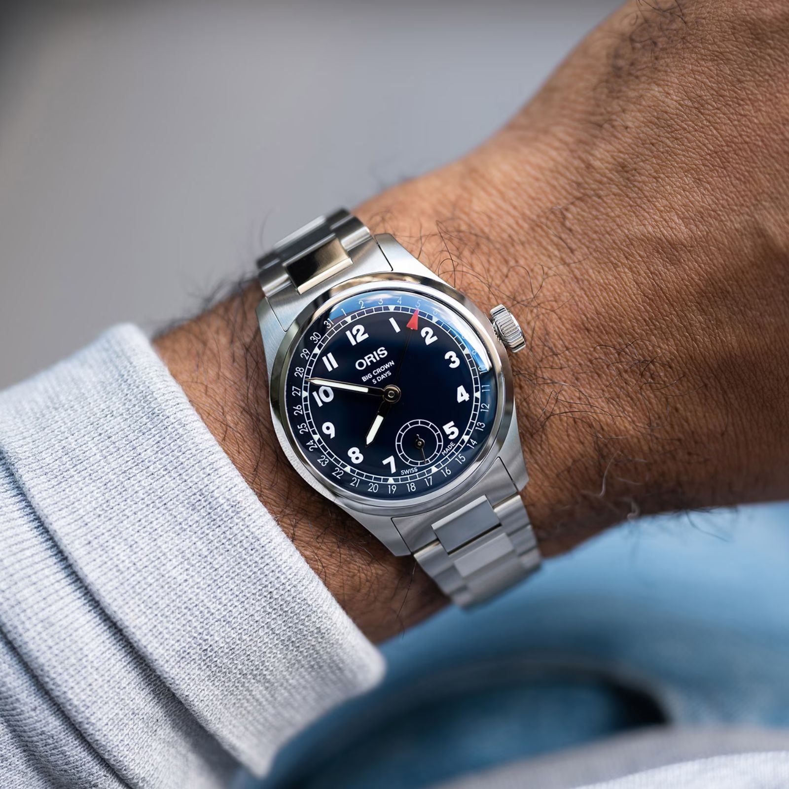 Oris Big Crown Pointer Date Calibre 403 38mm Mens Watch Navy