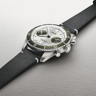 Oris Divers Sixty‑Five Chronograph 40mm Mens Watch Grey Leather Strap Oris Divers Sixty‑Five Chronograph 40mm Mens Watch Grey Leather Strap
