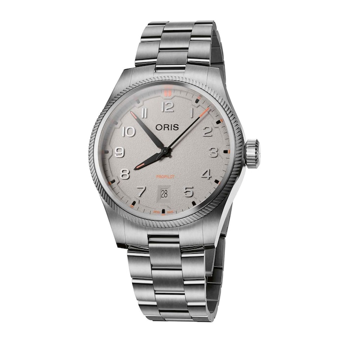 Oris Propilot Date 41mm Mens Watch Grey Stainless Steel