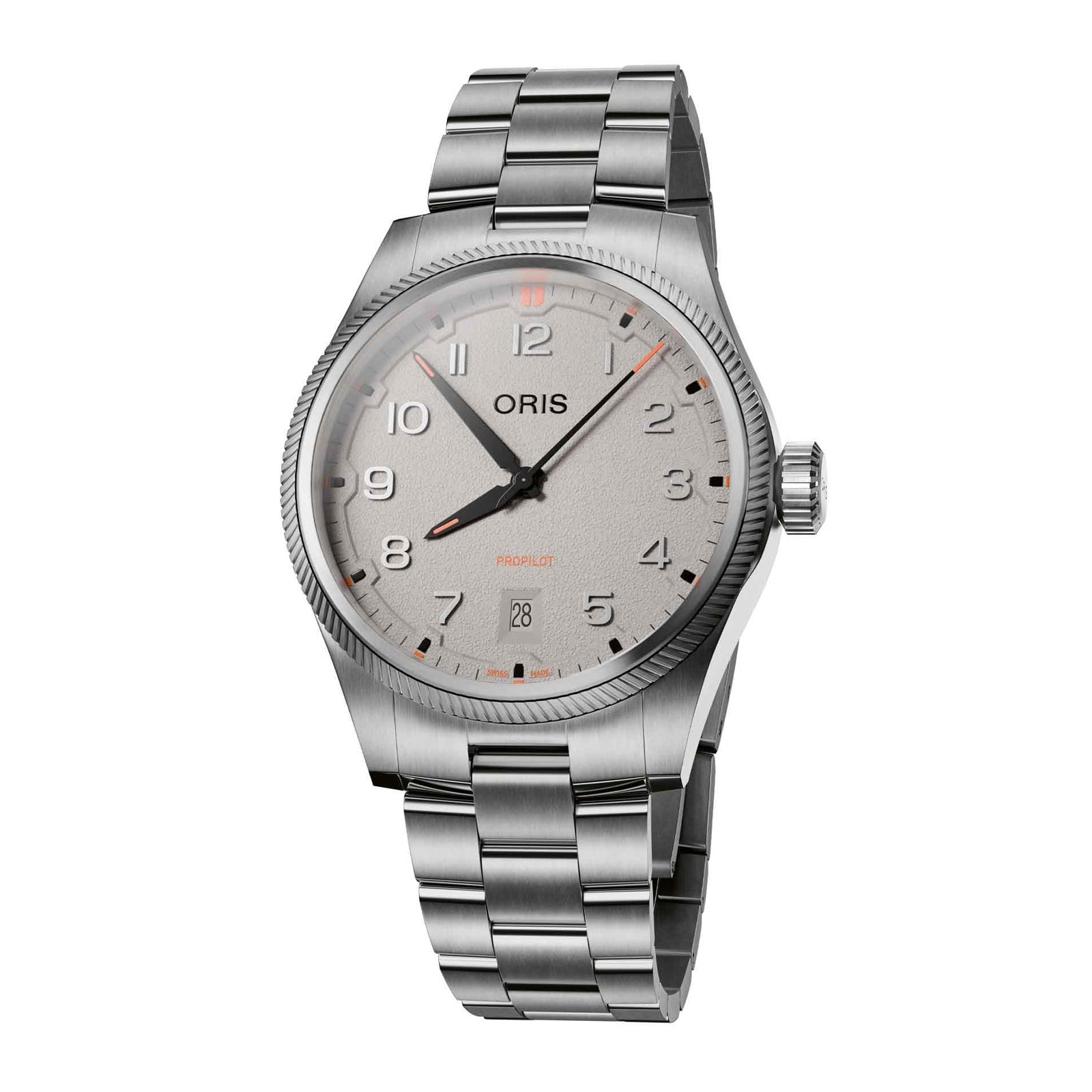 Oris Propilot Date 41mm Mens Watch Grey Stainless Steel