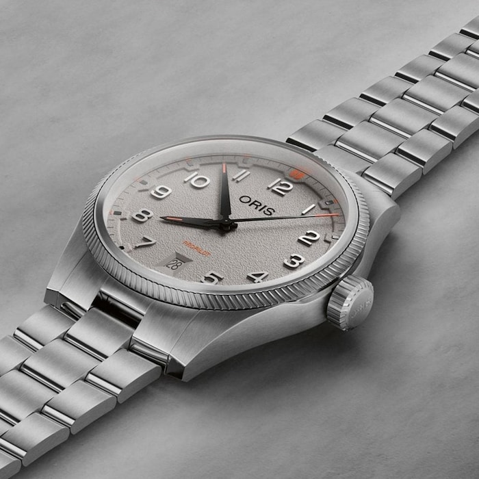 Oris Propilot Date 41mm Mens Watch Grey Stainless Steel