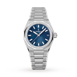 Zenith Defy Skyline 36mm Steel and Diamonds Automatic Watch - Blue