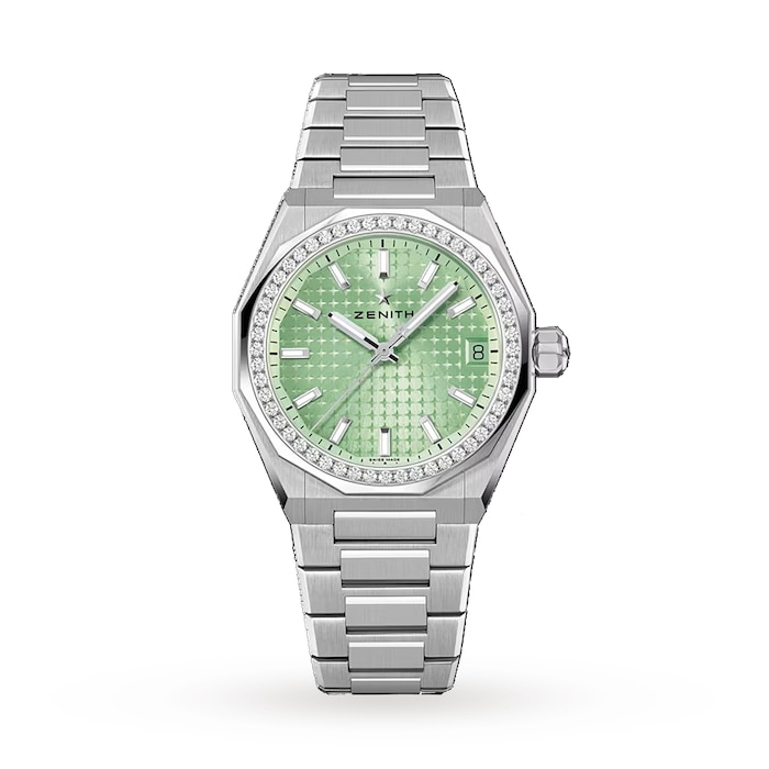 Zenith Defy Skyline 36mm Steel and Diamonds Automatic Watch - Green