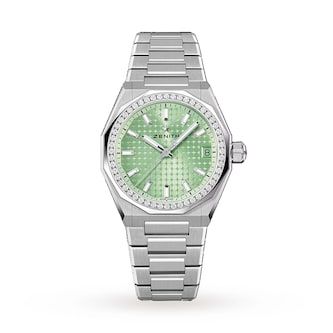Zenith Defy Skyline 36mm Steel and Diamonds Automatic Watch - Green