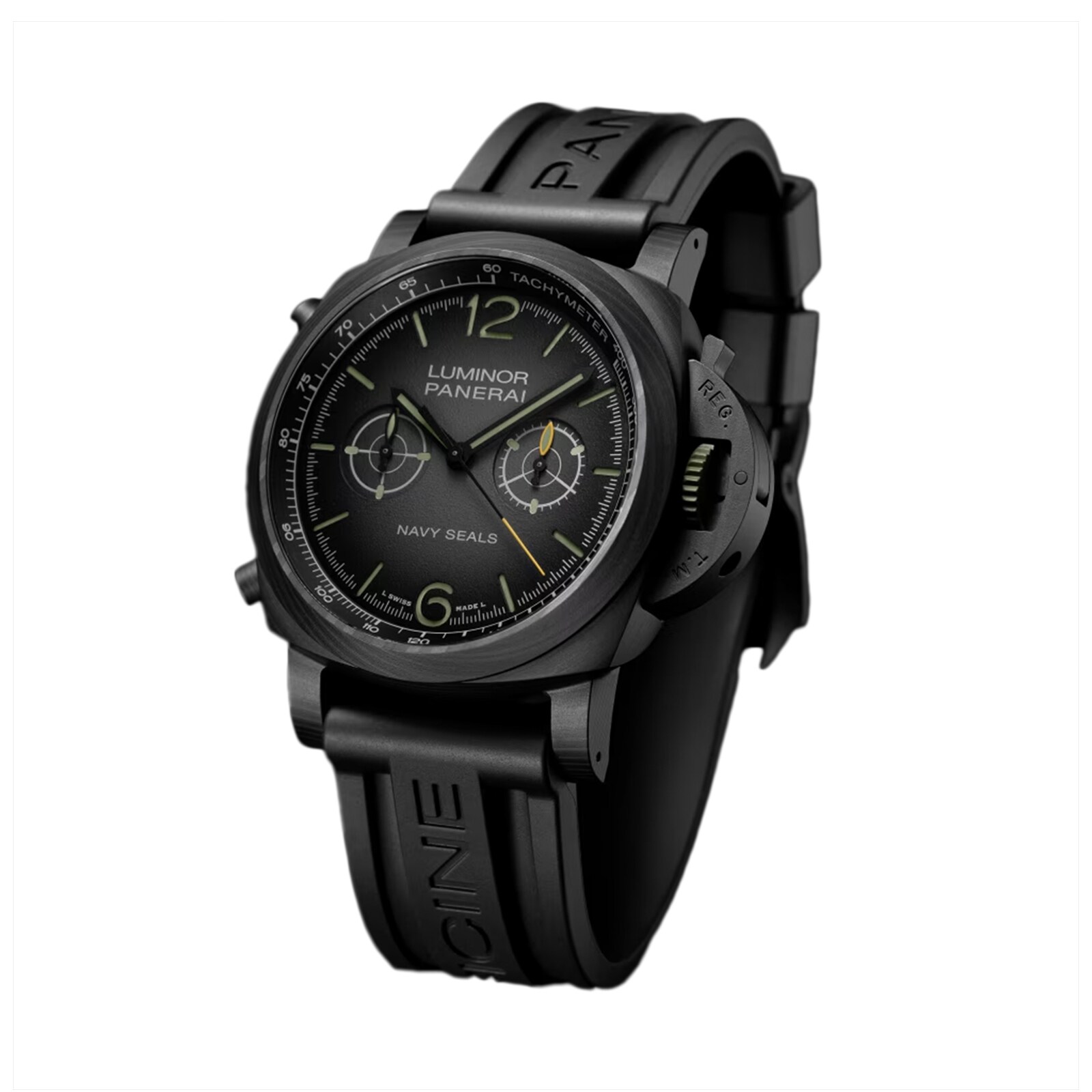 Panerai Luminor Chrono Carbotech Navy SEALs 44mm Mens Watch Black