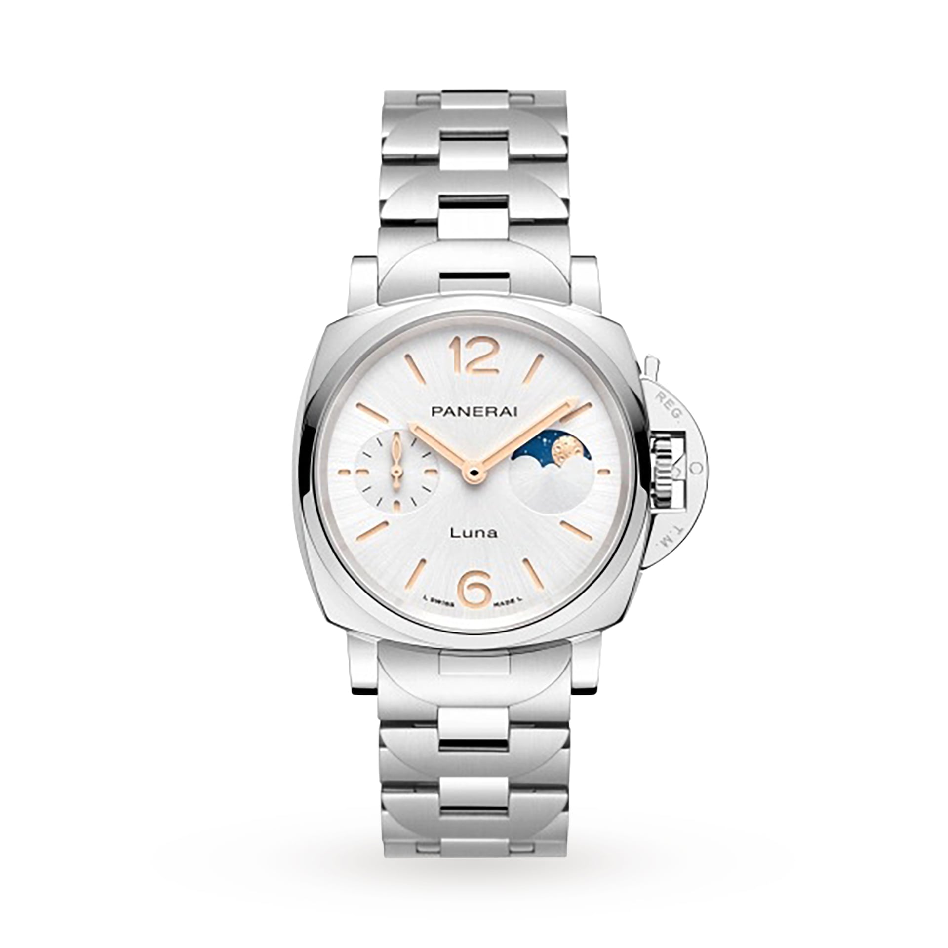 Panerai Luminor Due Luna 38mm Ladies Watch - Stainless Steel