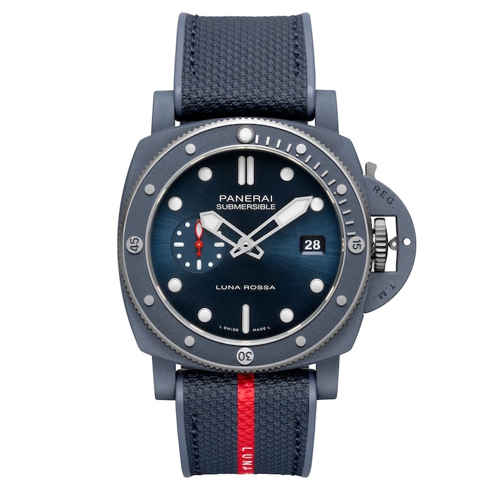 Panerai Submersible QuarantaQuattro Luna Rossa Ti-Ceramitech 44mm Mens Watch Navy