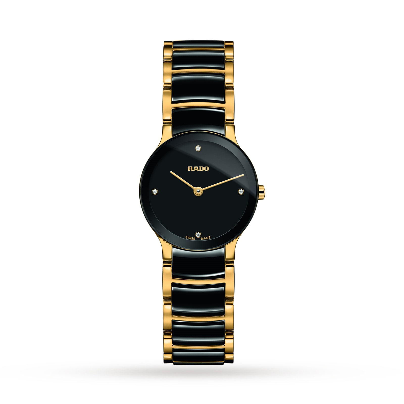 Rado watch black online gold