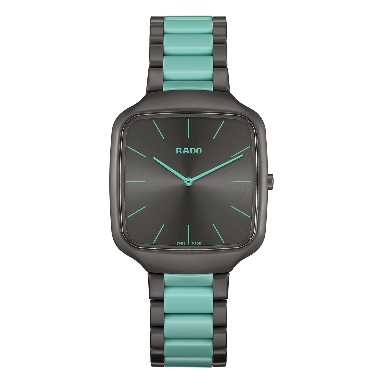 Rado True Square Thinline X Les Couleurs Le Corbusier 37mm Limited Edition Unisex Watch Grey And Green Rado True Square Thinline X Les Couleurs Le Corbusier 37mm Limited Edition Unisex Watch Grey And Green