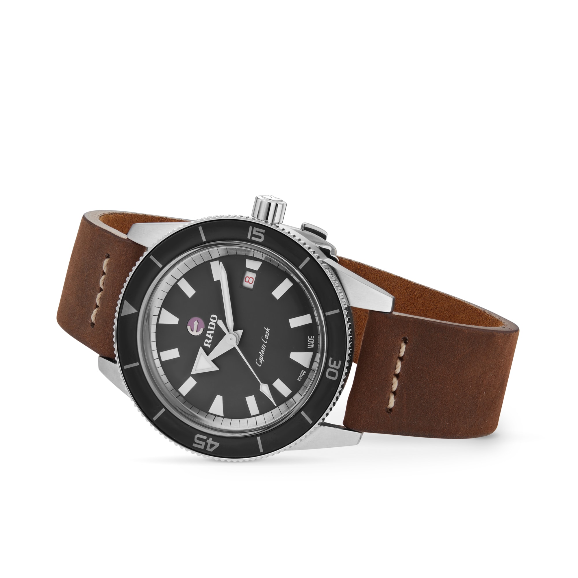 Rado Captain Cook Automatic Brown Leather Strap 42mm Mens Watch Rado Captain Cook Automatic Brown Leather Strap 42mm Mens Watch