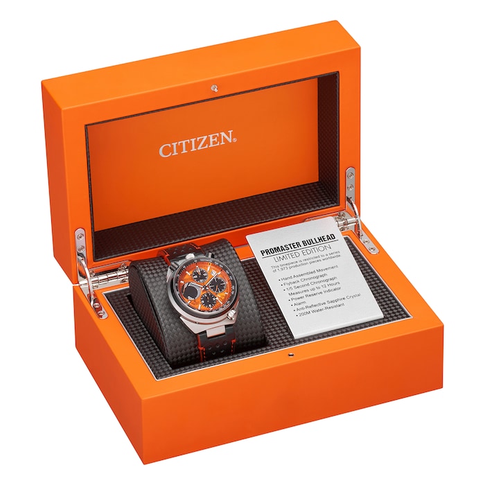 Citizen Promaster Bullhead Racing Chronograph Limited Edition 45mm Mens Watch Orange