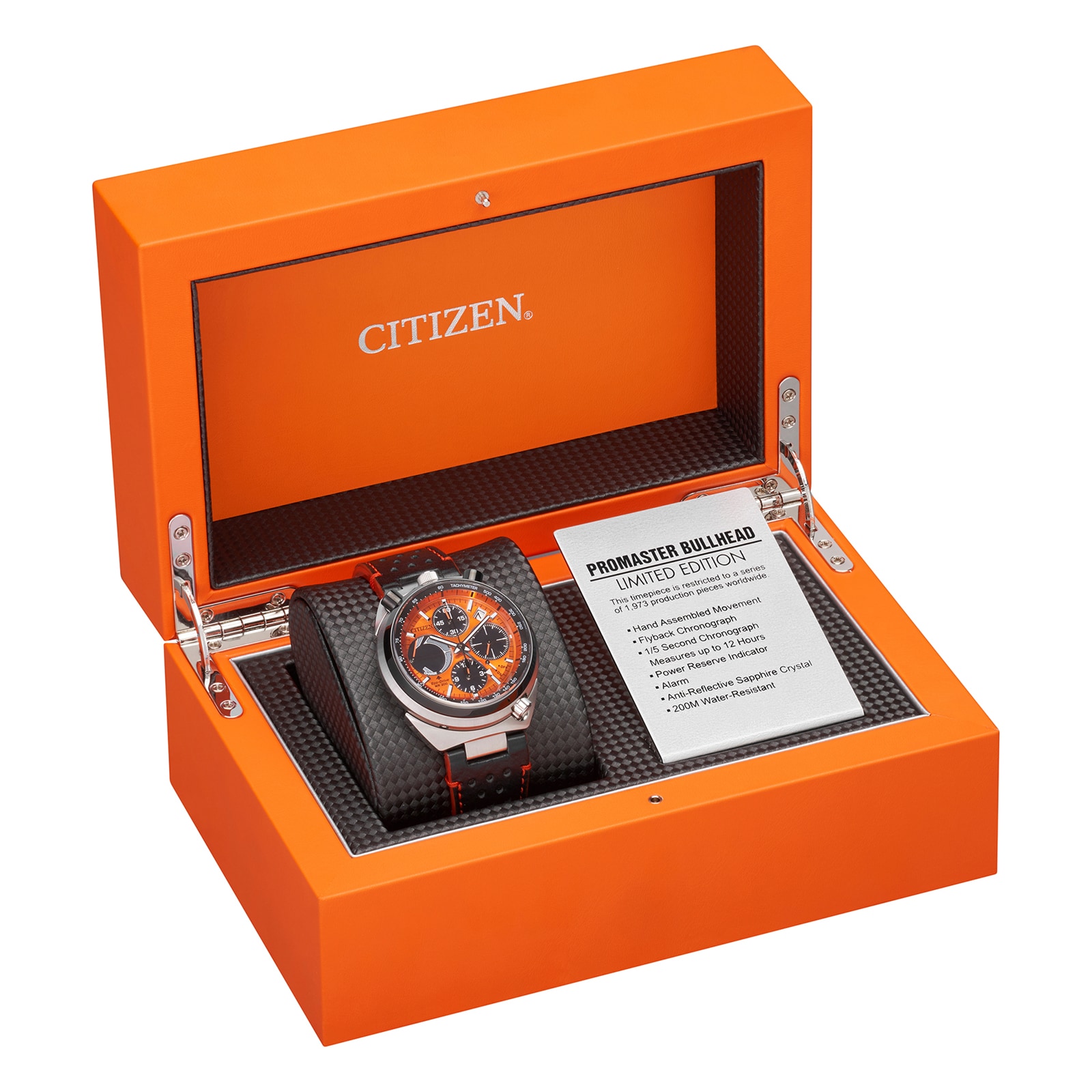 Citizen Promaster Bullhead Racing Chronograph Limited Edition 45mm Mens Watch Orange