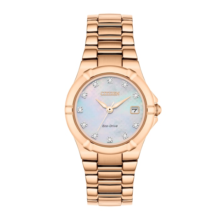 Citizen Eco-Drive Silhouette Diamond 26mm Ladies Watch Mother Of Pearl