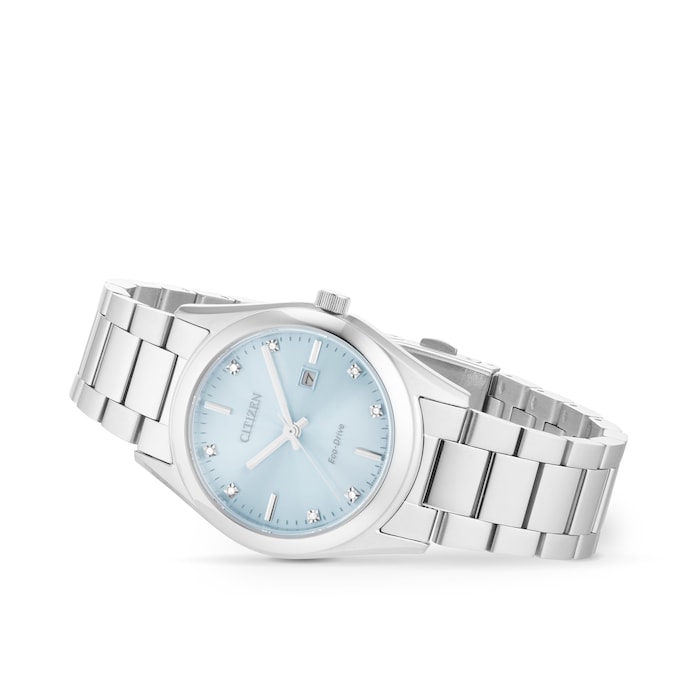 Citizen 33mm Ladies Diamond Watch Mother Of Pearl Blue