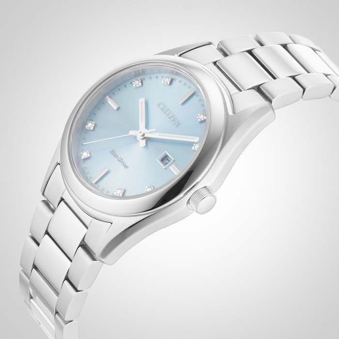 Citizen 33mm Ladies Diamond Watch Mother Of Pearl Blue