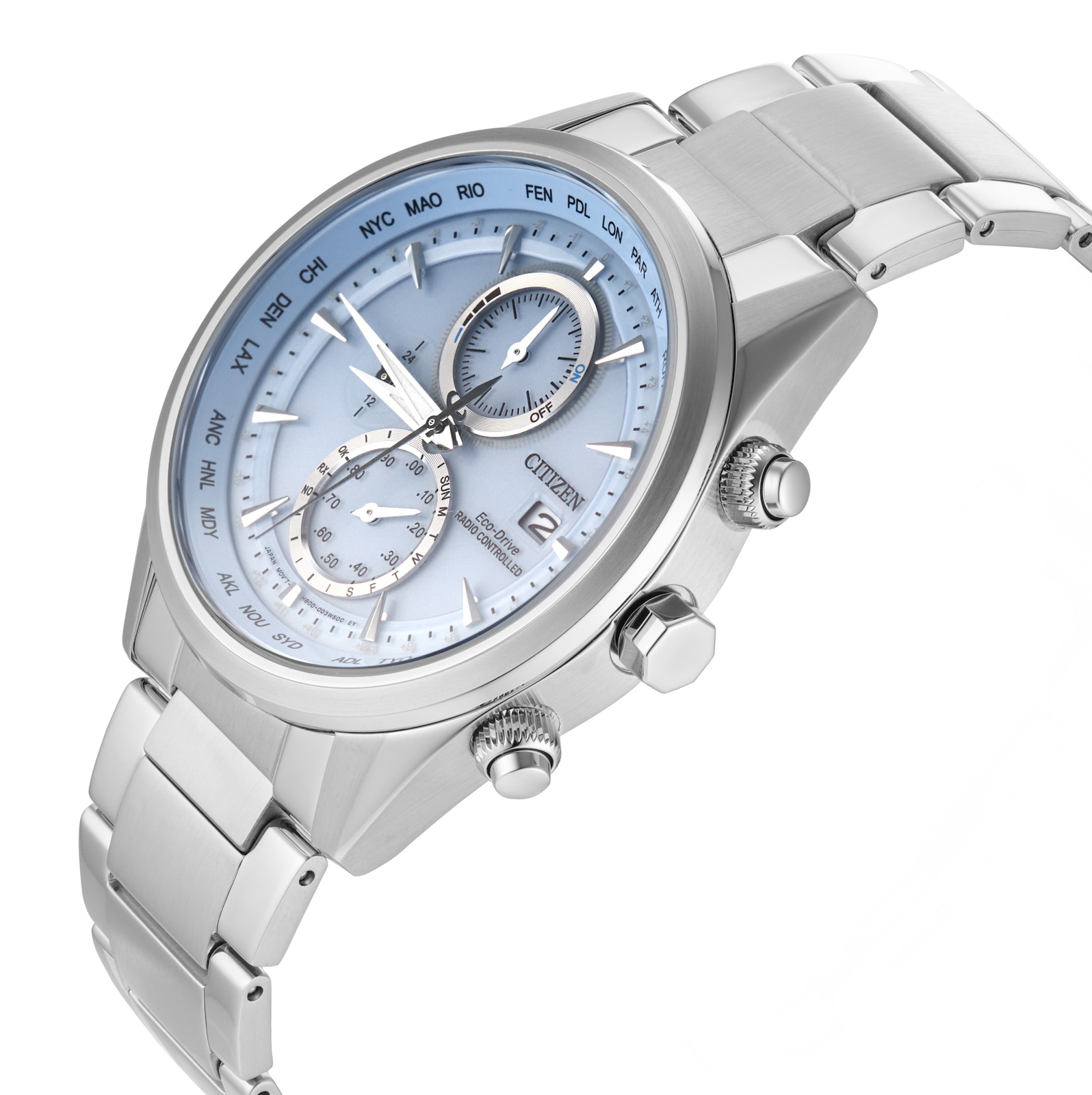 Citizen World Chronograph A.T Eco-Drive 43mm Mens Watch Blue