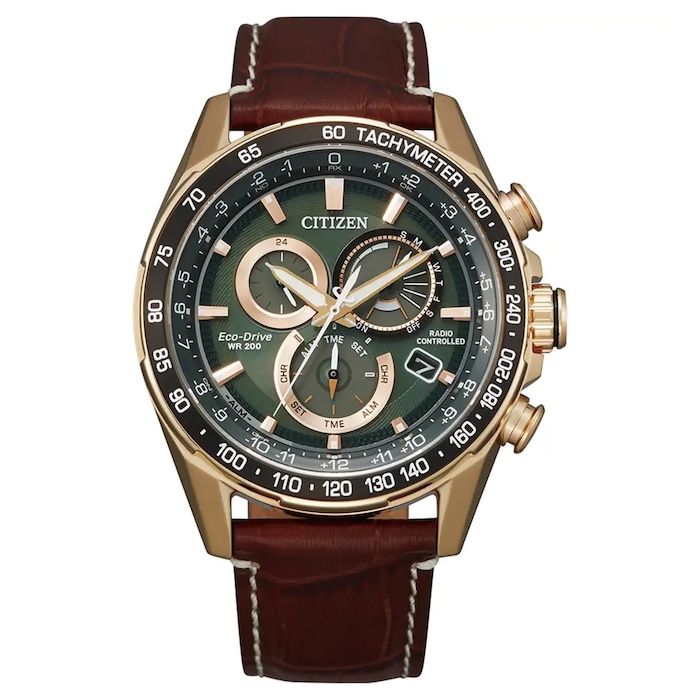 Citizen Perpetual Chrono Atomic Timekeeping 43mm Mens Watch Green