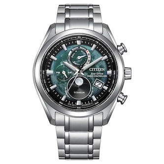 Citizen Tsuki-Yomi' Radio-Controlled Moonphase 43mm Mens Watch Green