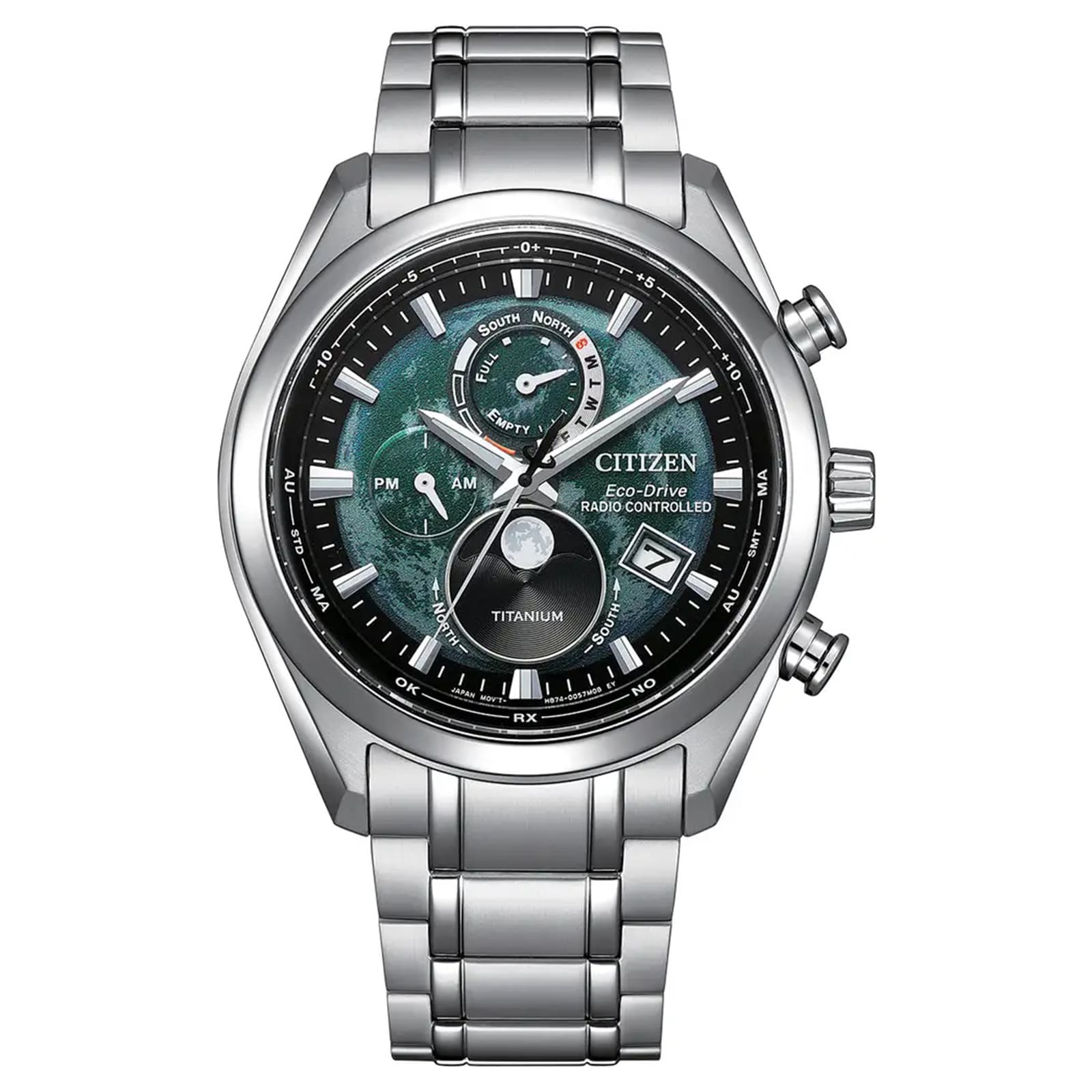 Citizen Tsuki-Yomi' Radio-Controlled Moonphase 43mm Mens Watch Green
