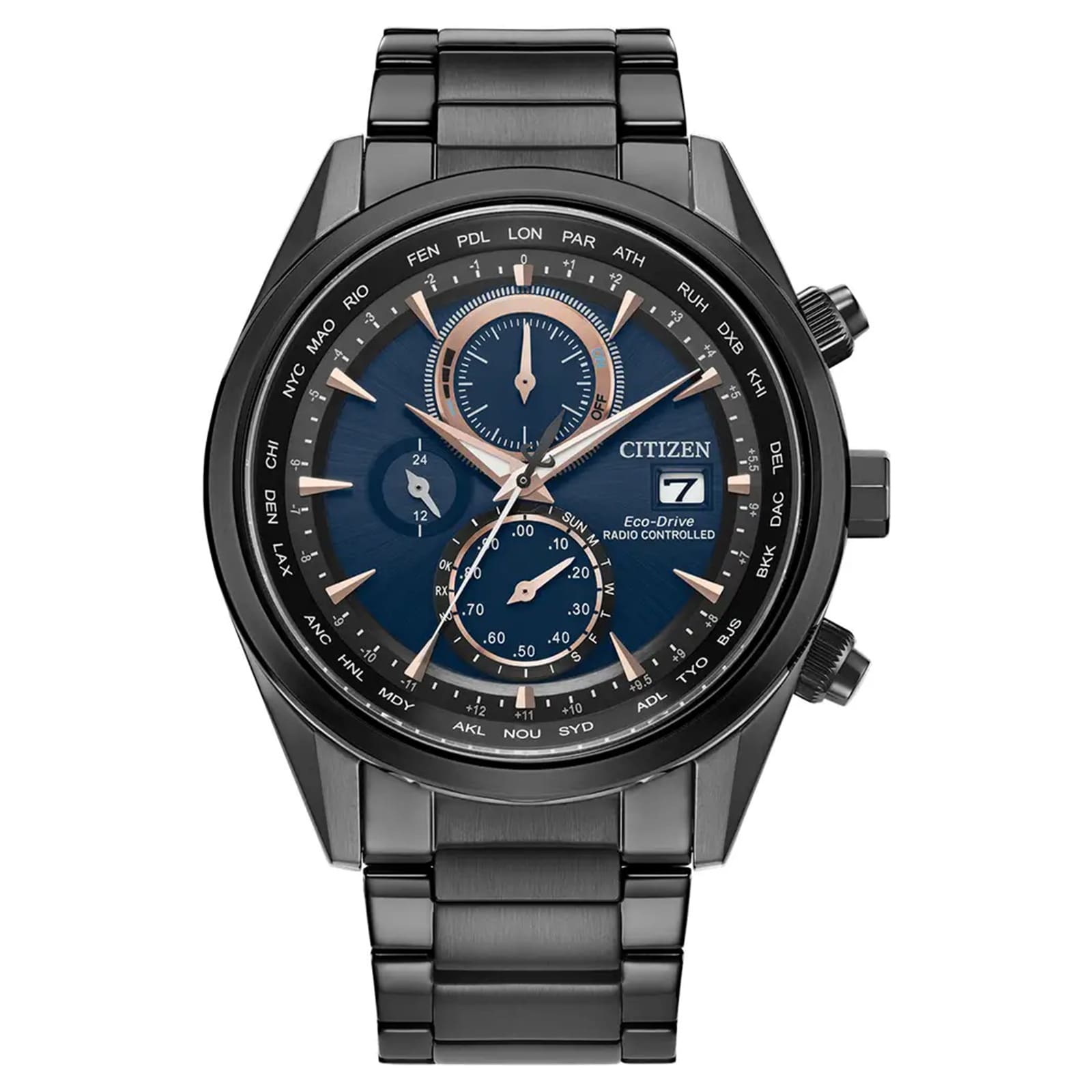 Citizen World Chronograph Atomic Timekeeping 43mm Mens Watch Blue