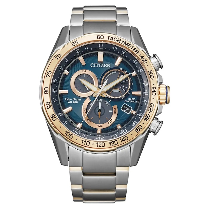 Citizen Perpetual Chrono Atomic Timekeeping 43mm Mens Watch Blue