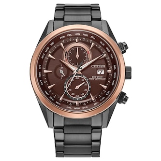 Citizen World Chronograph Atomic Timekeeping 43mm Mens Watch Brown