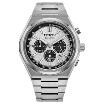 Citizen Zenshin Chrono Super Titanium 42mm Mens Watch Silver