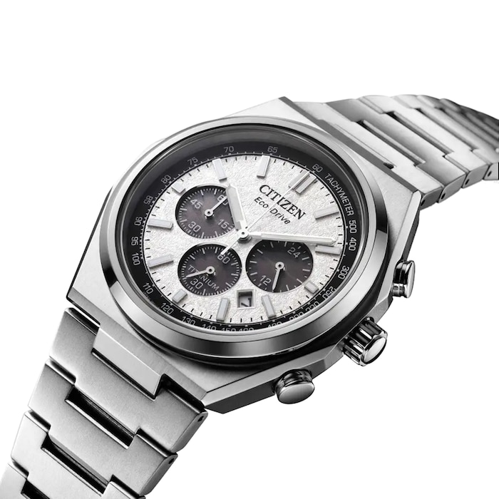 Citizen Zenshin Chrono Super Titanium 42mm Mens Watch Silver