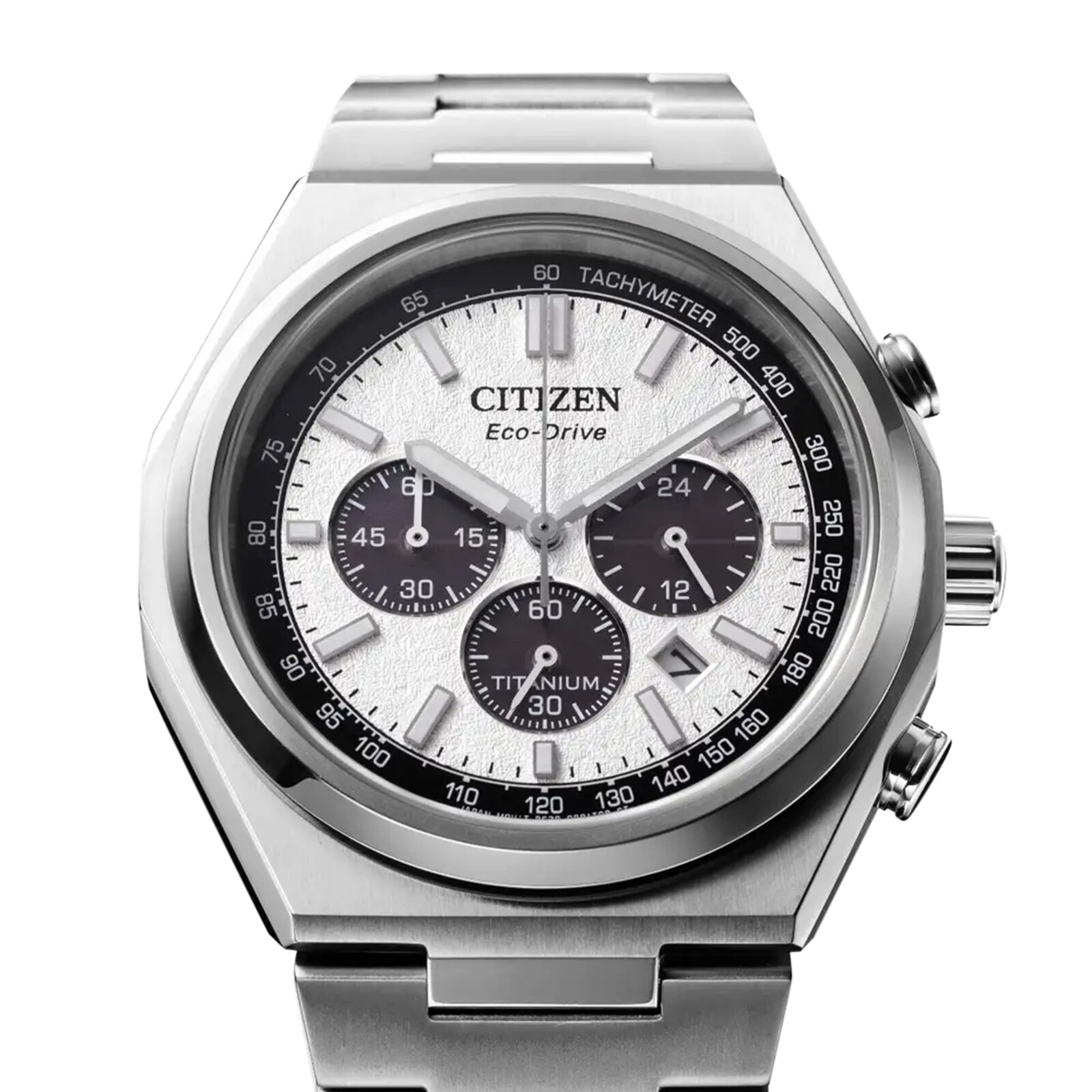 Citizen Zenshin Chrono Super Titanium 42mm Mens Watch Silver