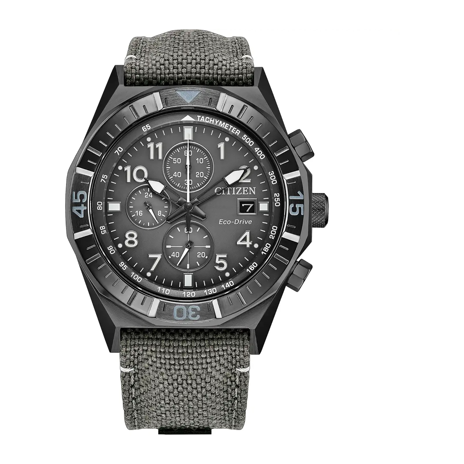 Citizen Nighthawk Chronograph 42mm Mens Watch Grey Dial Nylon Strap