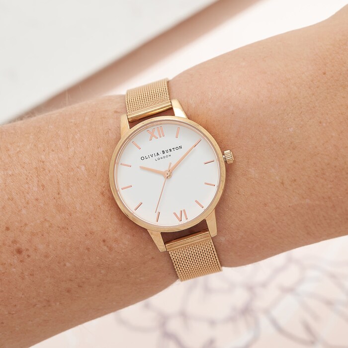 Olivia Burton Classic 30mm Ladies Watch White And Rose Gold