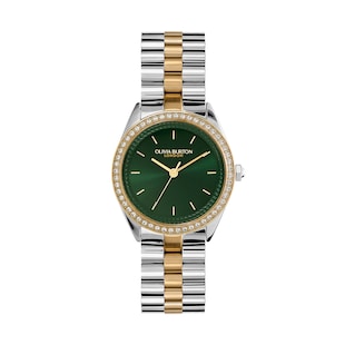 Olivia Burton Sports Luxe Bejewelled 34mm Ladies Watch Forest Green