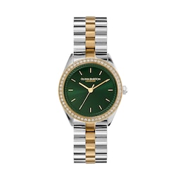 17730680 - Sports Luxe Bejewelled 34mm Ladies Watch Forest Green