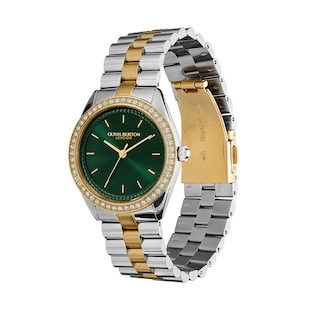 Olivia Burton Sports Luxe Bejewelled 34mm Ladies Watch Forest Green