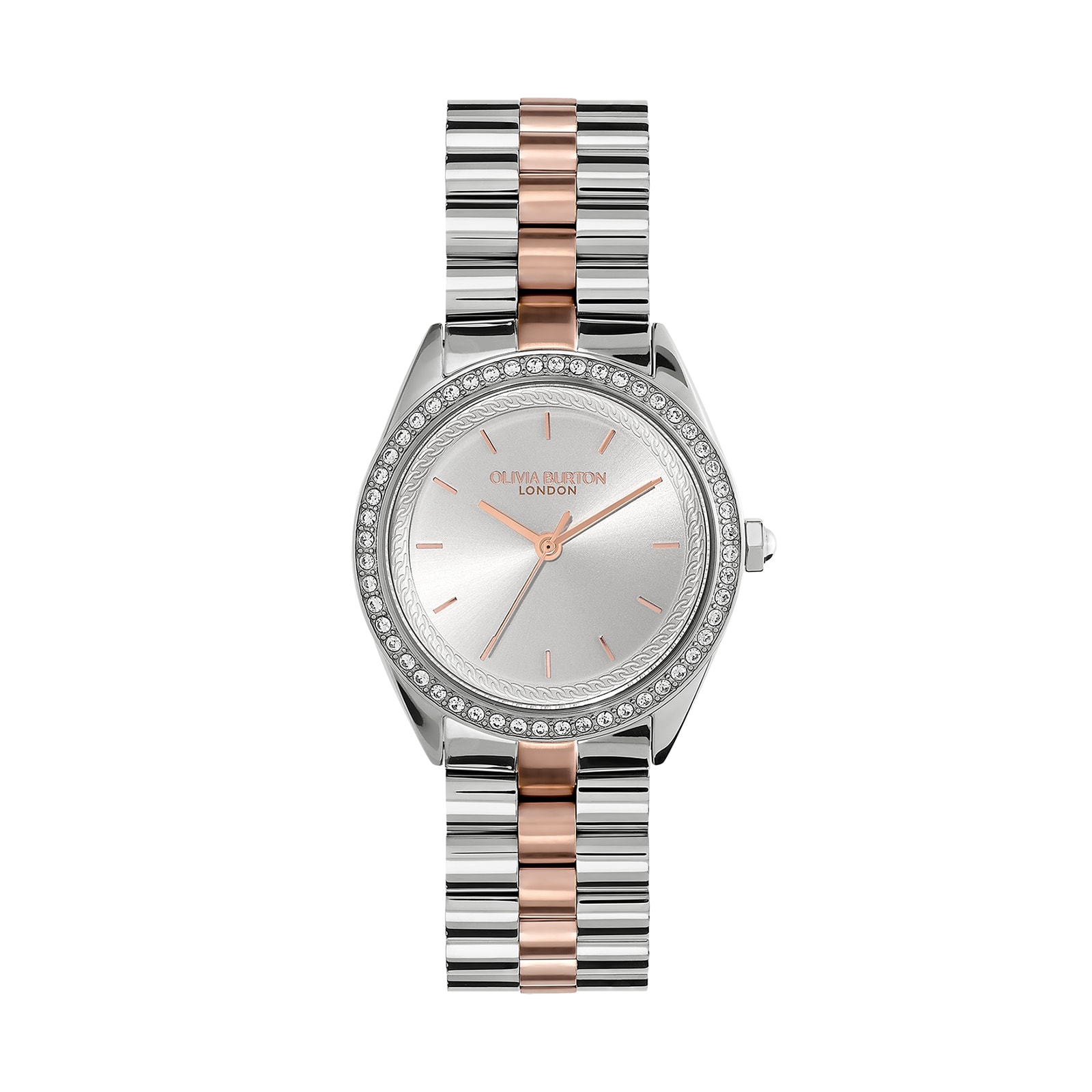 Sports Luxe Bejewelled 34mm Ladies Watch Silver