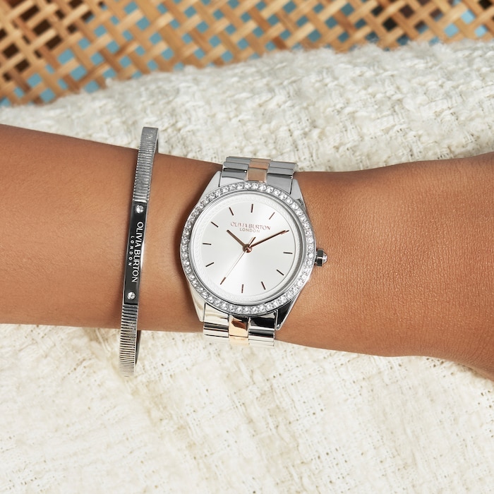 Olivia Burton Sports Luxe Bejewelled 34mm Ladies Watch Silver