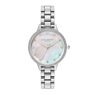 Olivia Burton Captivate Mother of Pearl And Silver 34mm Bracelet Ladies Watch