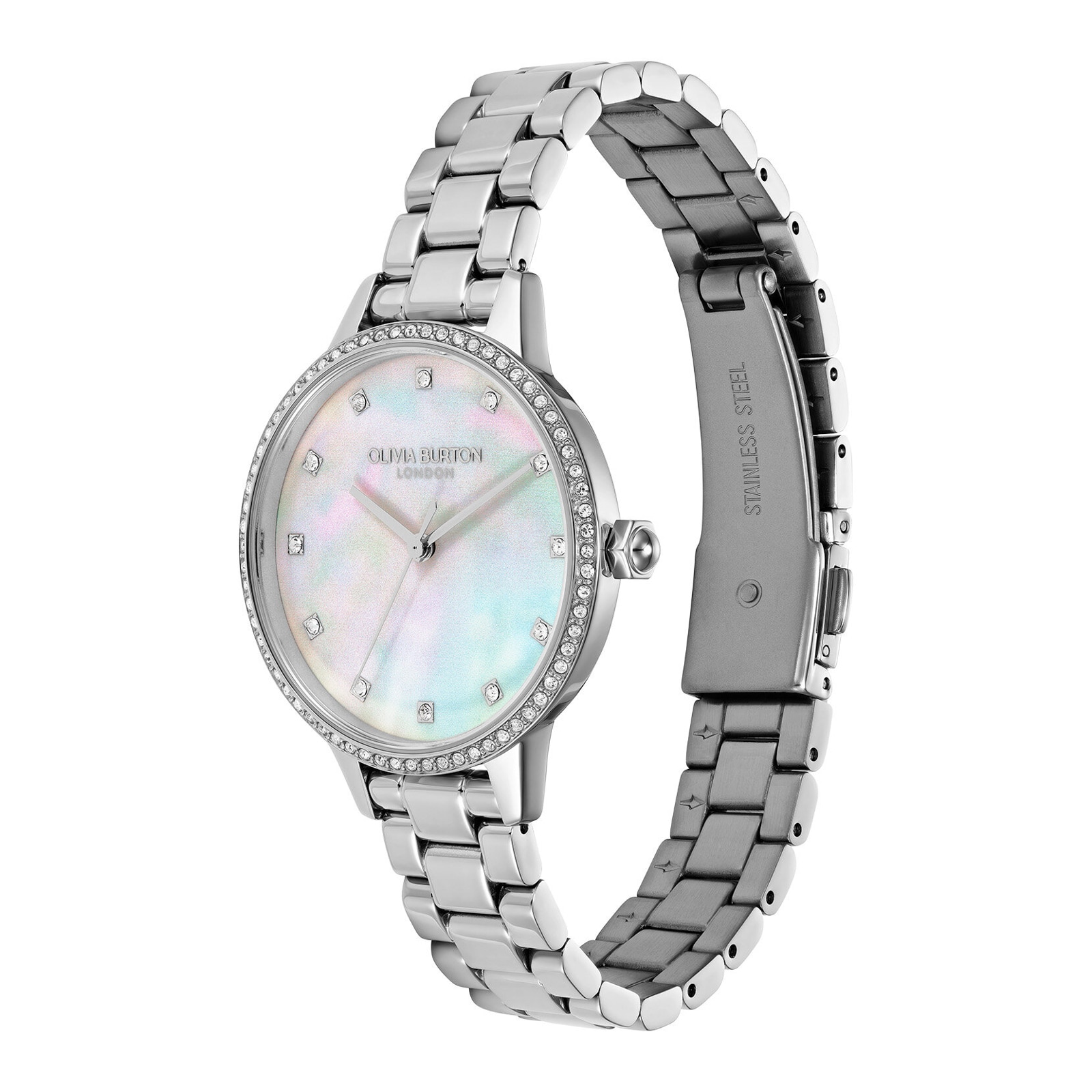 Olivia Burton Captivate Mother of Pearl And Silver 34mm Bracelet Ladies Watch