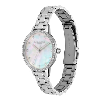 Olivia Burton Captivate Mother of Pearl And Silver 34mm Bracelet Ladies Watch