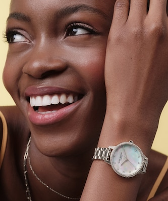 Olivia Burton Captivate Mother of Pearl And Silver 34mm Bracelet Ladies Watch