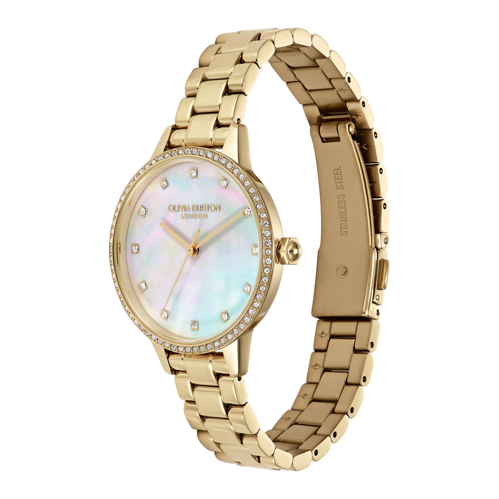 Olivia Burton Captivate Mother of Pearl And Gold 34mm Bracelet Ladies Watch
