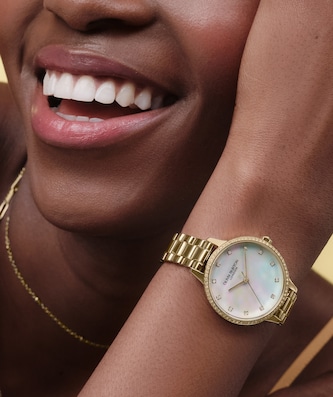 Olivia Burton Captivate Mother of Pearl And Gold 34mm Bracelet Ladies Watch