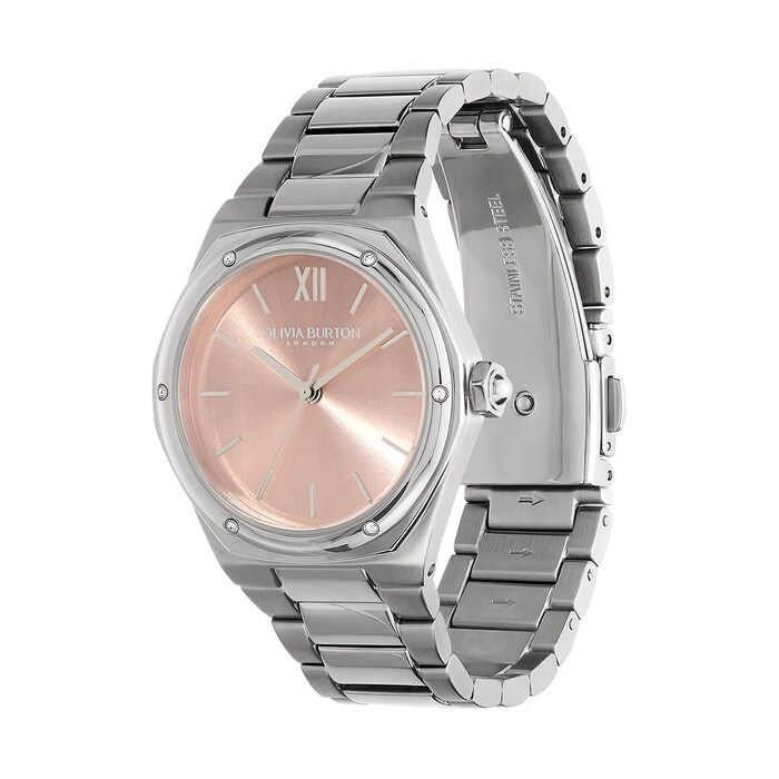 Olivia Burton Sports Luxe 33mm Ladies Watch Hexa Blush And Silver