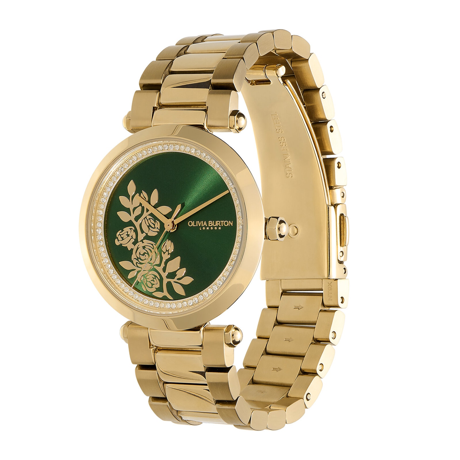 Olivia Burton Signature Floral T-Bar 34mm Ladies Watch Green